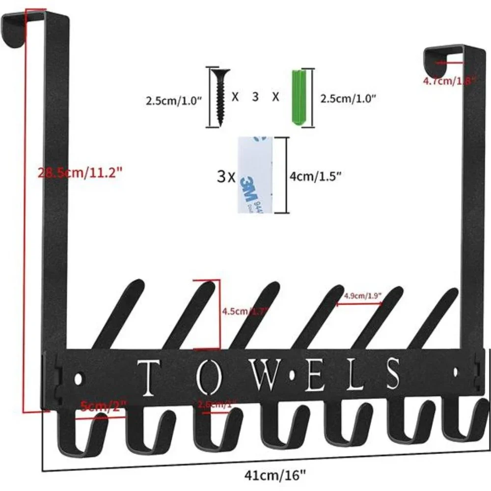 Towel Holder Over The Door Hooks Door Mount Towel Rack Organizer Metal Towel